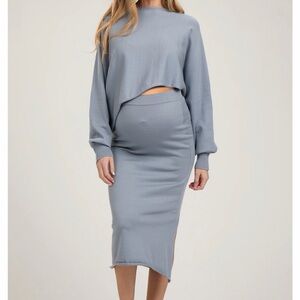 Pink Blush Maternity Sweater Shirt & Skirt Set